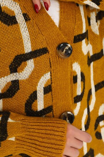Oversize Düğmeli Örme Detaylı Triko Hırka