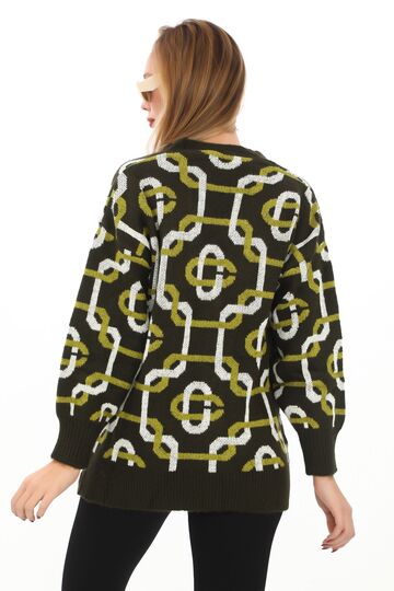 Oversize Düğmeli Örme Detaylı Triko Hırka