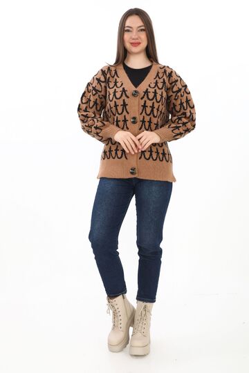 Oversize Örme Detaylı Düğmeli Triko Hırka