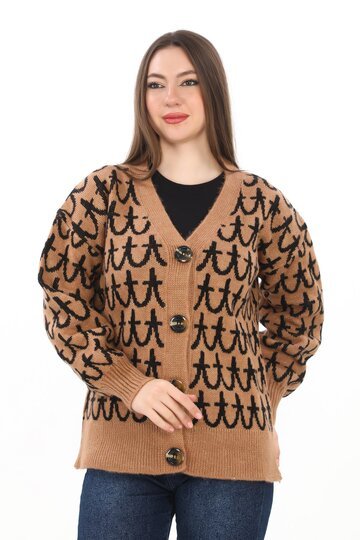 Oversize Örme Detaylı Düğmeli Triko Hırka