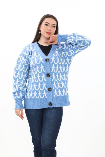 Oversize Örme Detaylı Düğmeli Triko Hırka