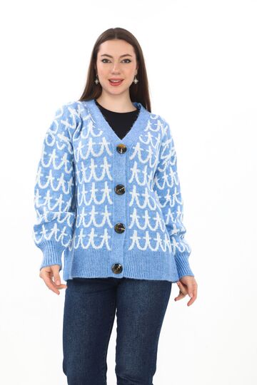 Oversize Örme Detaylı Düğmeli Triko Hırka