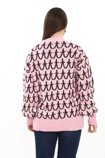 Oversize Örme Detaylı Düğmeli Triko Hırka