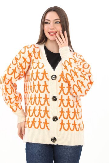 Oversize Örme Detaylı Düğmeli Triko Hırka