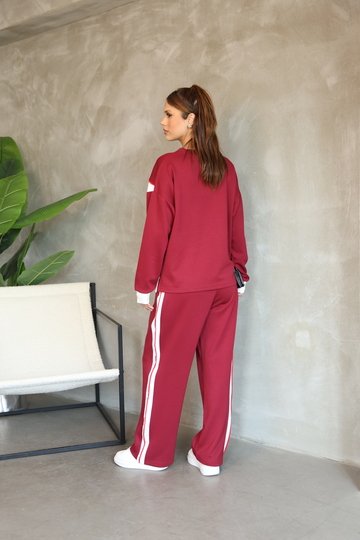 Garnili Biye Detaylı Oversize Geniş Paça Modal Kumaş Eşofman Takım