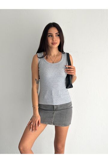 Halter Yaka Esnek Fitilli Kaşkorse Kumaş Atlet