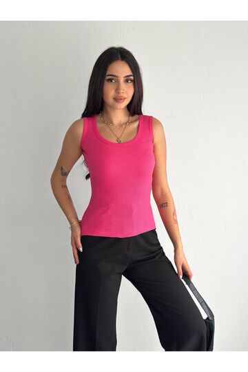 Halter Yaka Esnek Fitilli Kaşkorse Kumaş Atlet