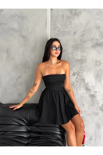 Pamuklu Keten Straplez Şortlu Elbise