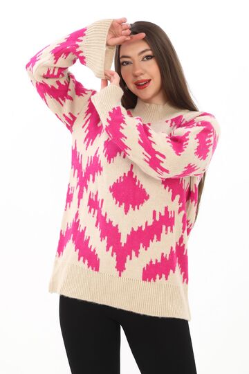 Oversize Örme Detaylı Balıkçı Yaka Yumuşak Triko Kazak