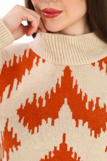 Oversize Örme Detaylı Balıkçı Yaka Yumuşak Triko Kazak
