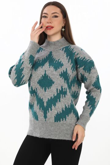 Oversize Örme Detaylı Balıkçı Yaka Yumuşak Triko Kazak