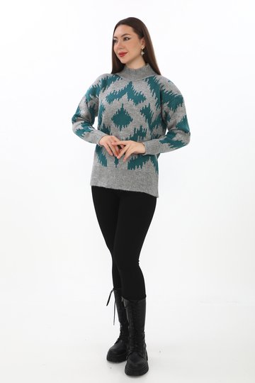 Oversize Örme Detaylı Balıkçı Yaka Yumuşak Triko Kazak
