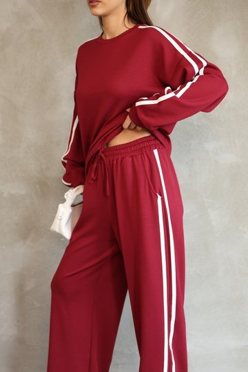 Şerit Detaylı Oversize Bol Paça Modal Kumaş Eşofman Takım