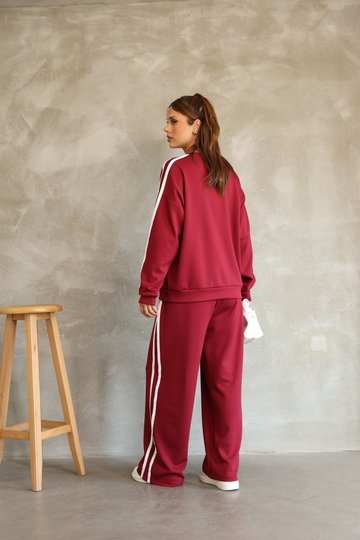 Şerit Detaylı Oversize Bol Paça Modal Kumaş Eşofman Takım