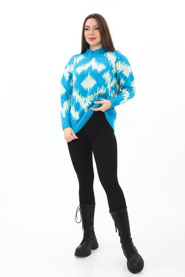 Oversize Örme Detaylı Balıkçı Yaka Yumuşak Triko Kazak