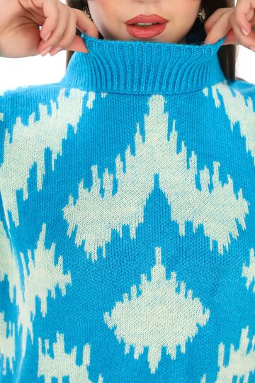Oversize Örme Detaylı Balıkçı Yaka Yumuşak Triko Kazak