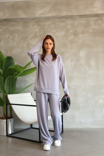 Oversize Bisiklet Yaka Geniş Paça Modal Kumaş Eşofman Takım