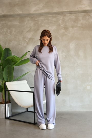 Oversize Bisiklet Yaka Geniş Paça Modal Kumaş Eşofman Takım