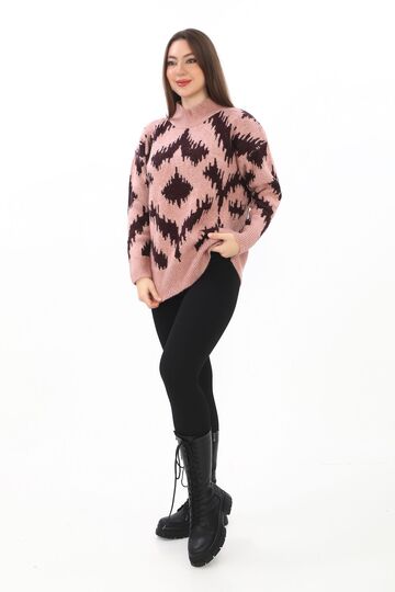 Oversize Örme Detaylı Balıkçı Yaka Yumuşak Triko Kazak