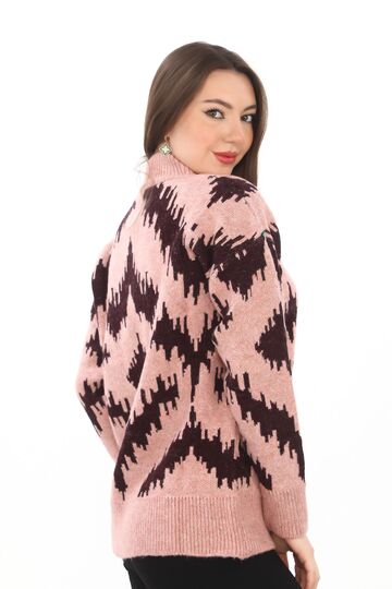 Oversize Örme Detaylı Balıkçı Yaka Yumuşak Triko Kazak