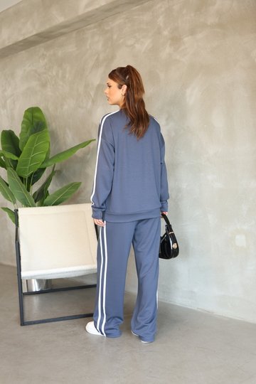 Şerit Detaylı Oversize Bol Paça Modal Kumaş Eşofman Takım