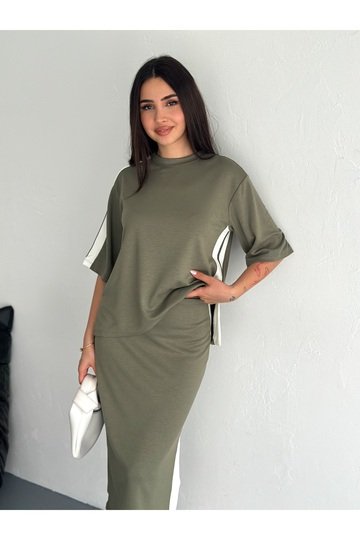 YIRTMAÇLI GARNİLİ YUMUŞAK DOKU MODAL KUMAŞ ETEKLİ TAKIM