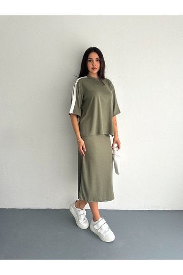 YIRTMAÇLI GARNİLİ YUMUŞAK DOKU MODAL KUMAŞ ETEKLİ TAKIM