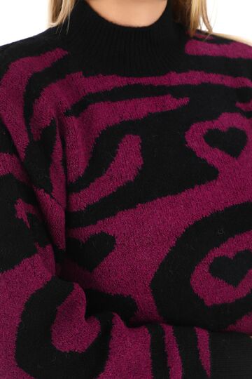 Leopar Desen Oversize Balıkçı Yaka Triko Kazak