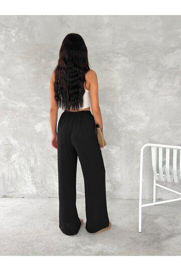 BELİ LASTİKLİ GENİŞ PAÇA AEROBİN KUMAŞ PANTOLON