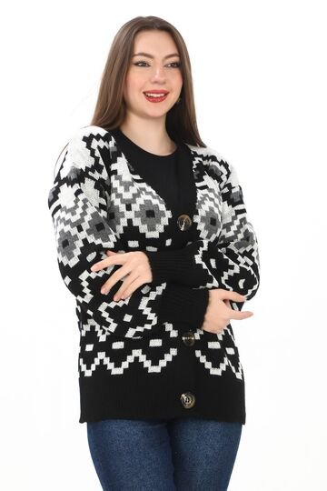 Örme Detaylı Düğmeli Hırka