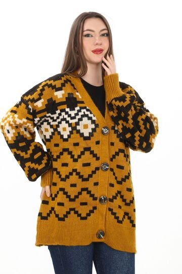 Örme Detaylı Düğmeli Hırka