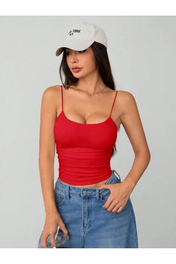 Kadın İp Askılı Örme Body Bluz