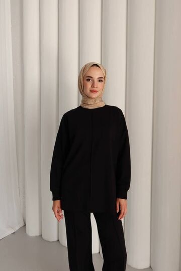 Çıma detaylı oversize Yırtmaç detaylı iki iplik kumaş eşofman takım
