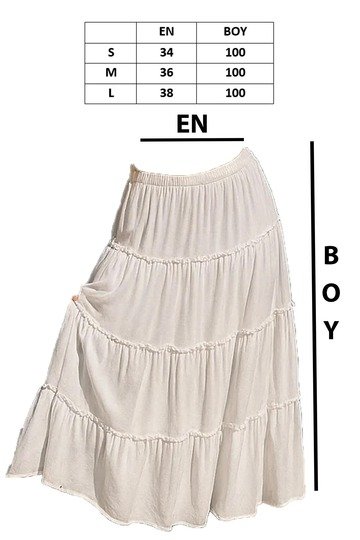 Bohem Stil Astarlı Katlı Volanlı Yazlık Yüksek Bel Maxi Uzun Etek