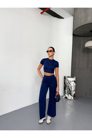 ÇIMA DETAYLI MODAL KUMAŞ TAKIM CROP EŞOFMAN TAKIM