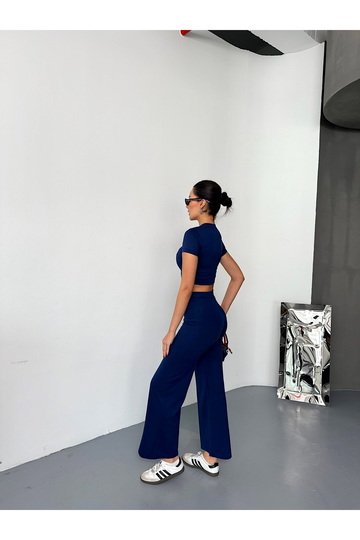 ÇIMA DETAYLI MODAL KUMAŞ TAKIM CROP EŞOFMAN TAKIM
