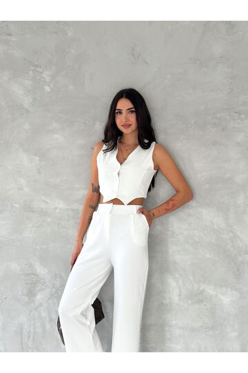 Yelek Pantolon Krep Takım