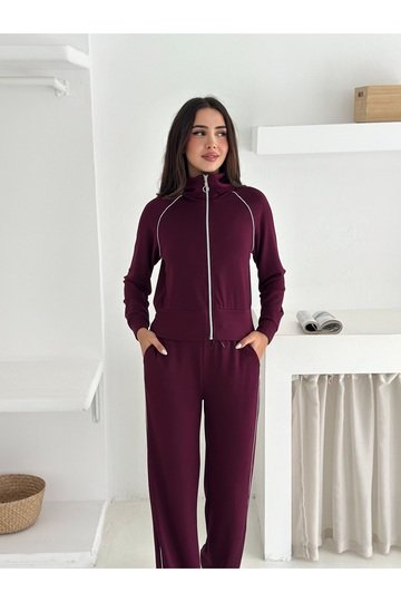 Biye Detaylı Geniş Paça Eşofman Takımı
