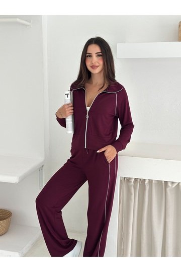 Biye Detaylı Geniş Paça Eşofman Takımı