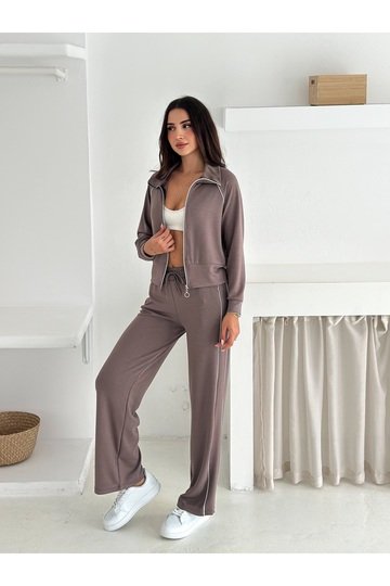 Biye Detaylı Geniş Paça Eşofman Takımı