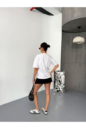 Kuş Detaylı Nakışlı Oversize  Suprem Penye  T-Shirt