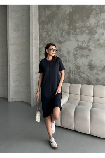 Çıma Detaylı Modal Pike Kumaş Elbise