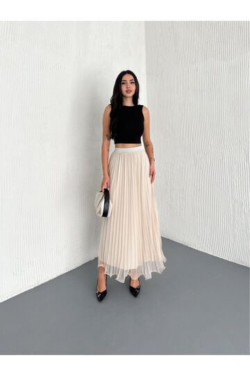 Beli Lastikli Etek Ucu Misinalı Piliseli Tüllü Etek