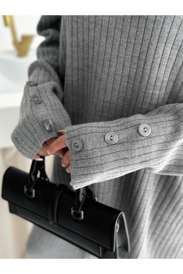 Balıkçı Yaka Düğme Detaylı Triko Takım