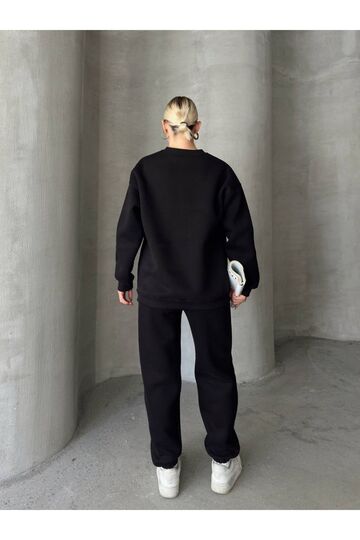 Oversize 3 I?Plik Şardonlu Bisiklet Yaka Eşofman Takım