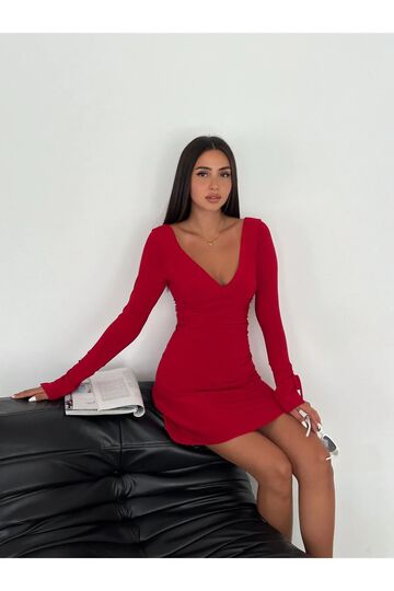 Gizemli Allure V Yaka Mini Elbise
