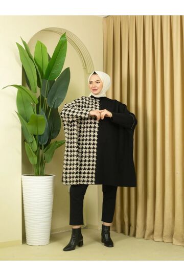 Triko Kaz Ayağı Panço Tunik