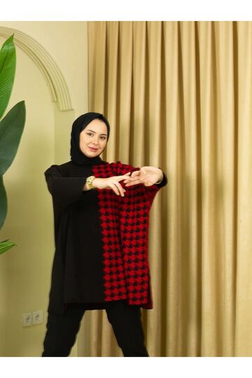 Triko Kaz Ayağı Panço Tunik