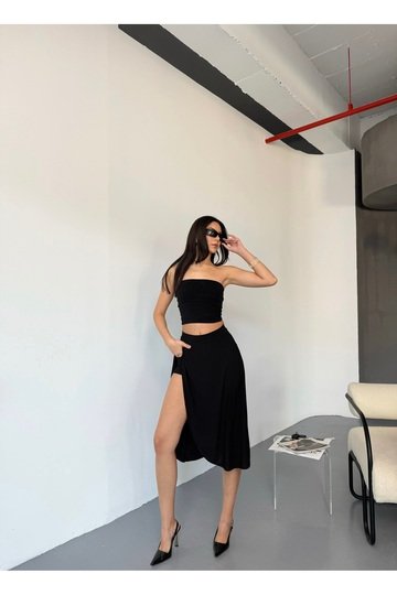 YIRTMAÇLI CEPLİ SANDY KUMAŞ  ŞORTLU ETEK