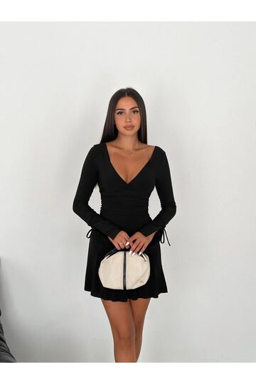 Gizemli Allure V Yaka Mini Elbise